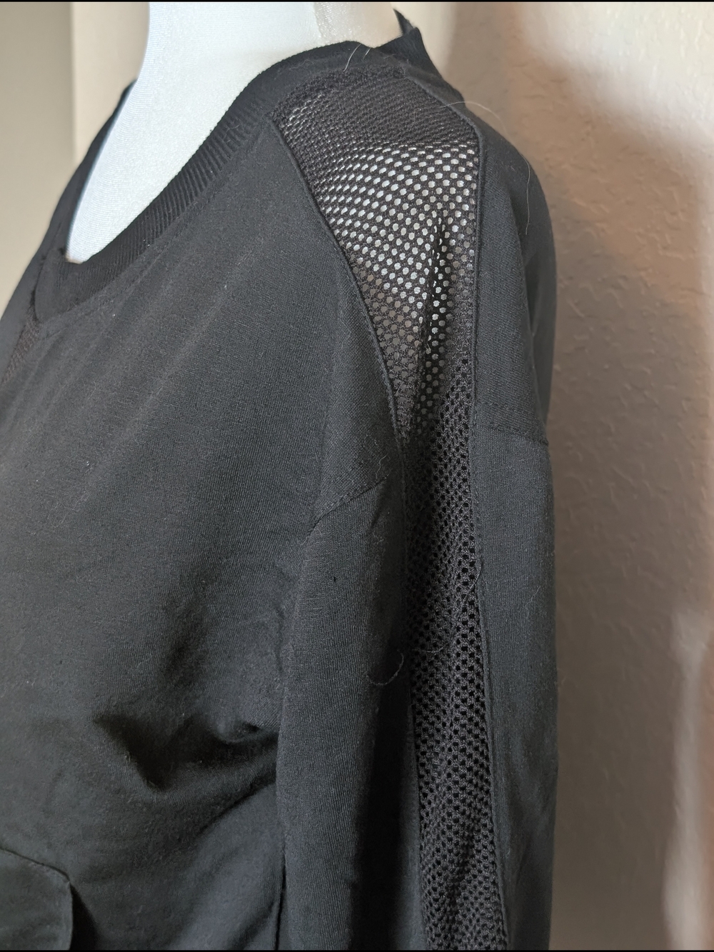 Nine West Active Black Mesh-Trim Pullover Sweatshirt - Picture 3 of 6
